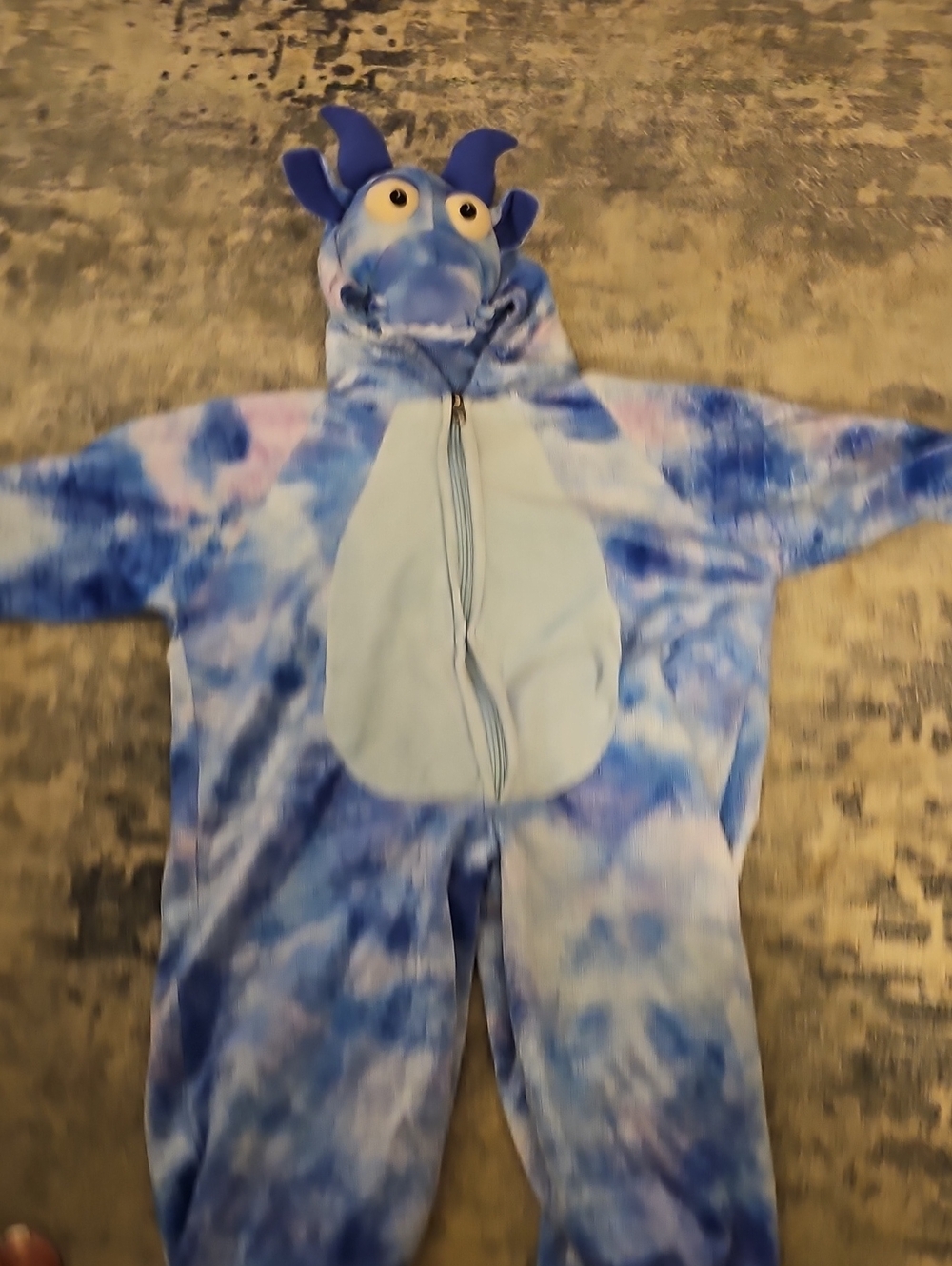 Blue Tie-Dye Dragon Hooded One-Piece Footie